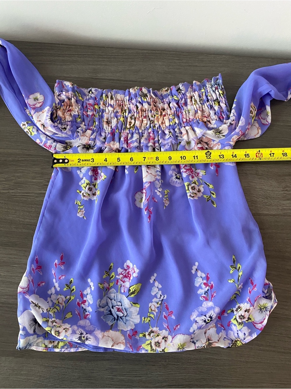 NWT Women’s Floral Off-Shoulder Blouse - Purple Size XS - Picture 6 of 8